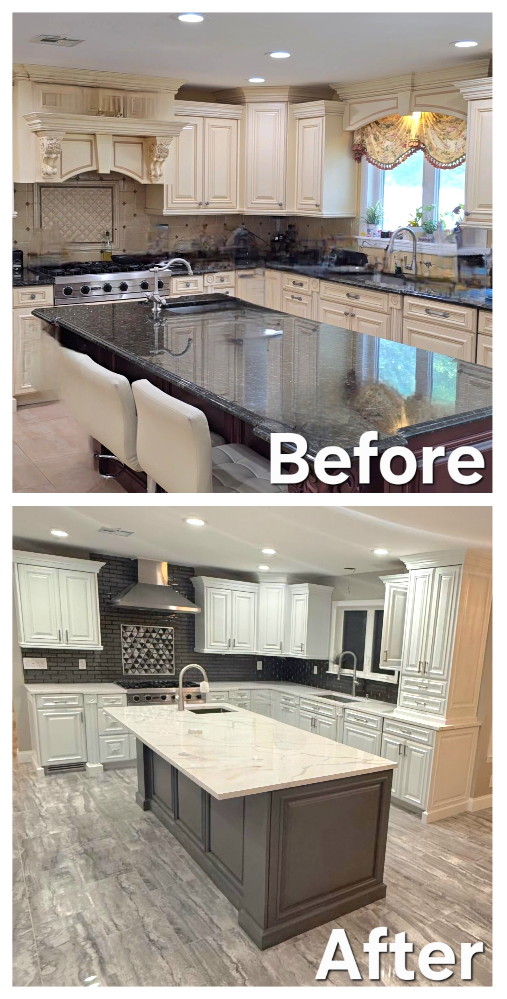 Island Cabinetry with Picture Frame Tile
